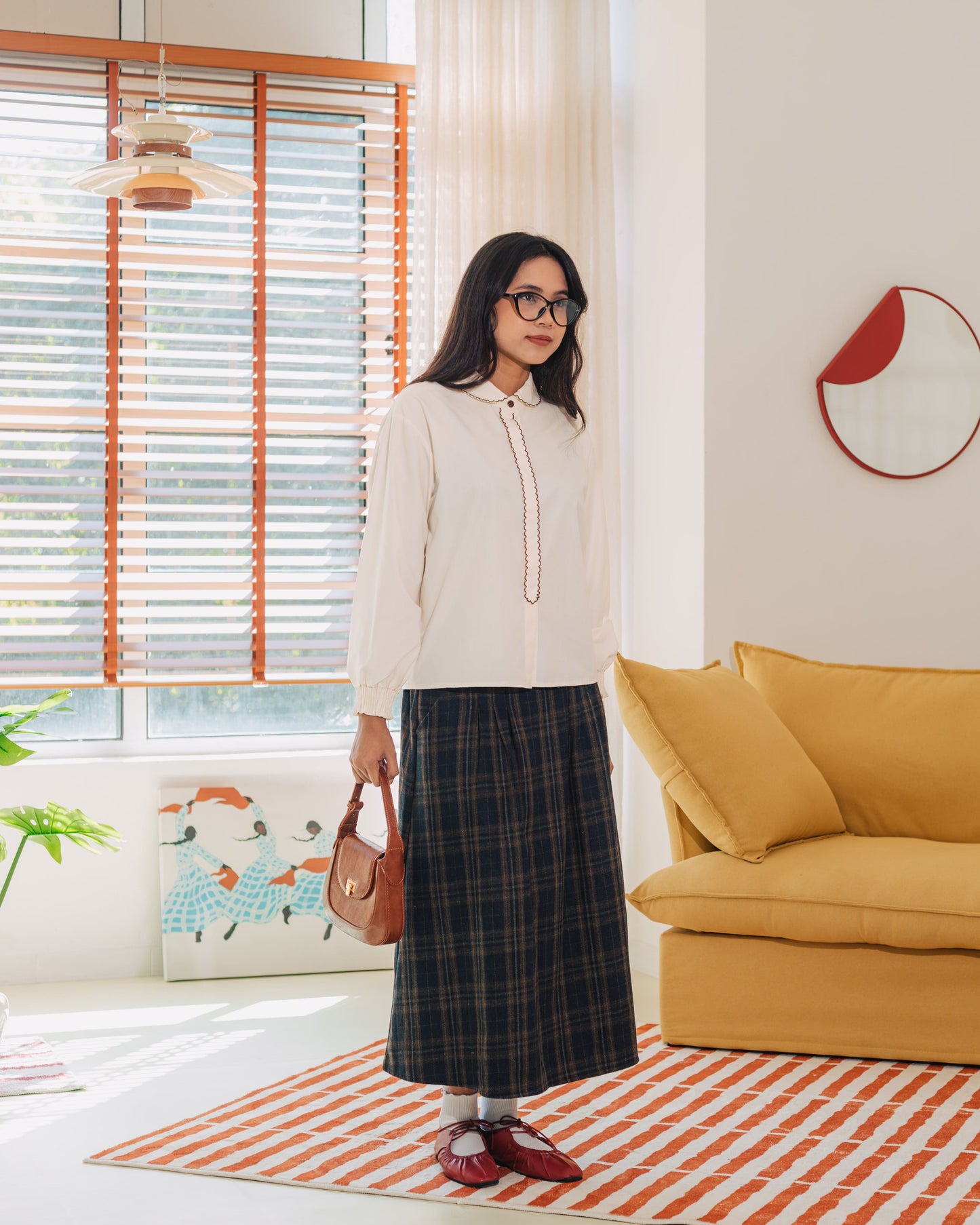 SUL SUL CONTRAST LINING BLOUSE BEIGE