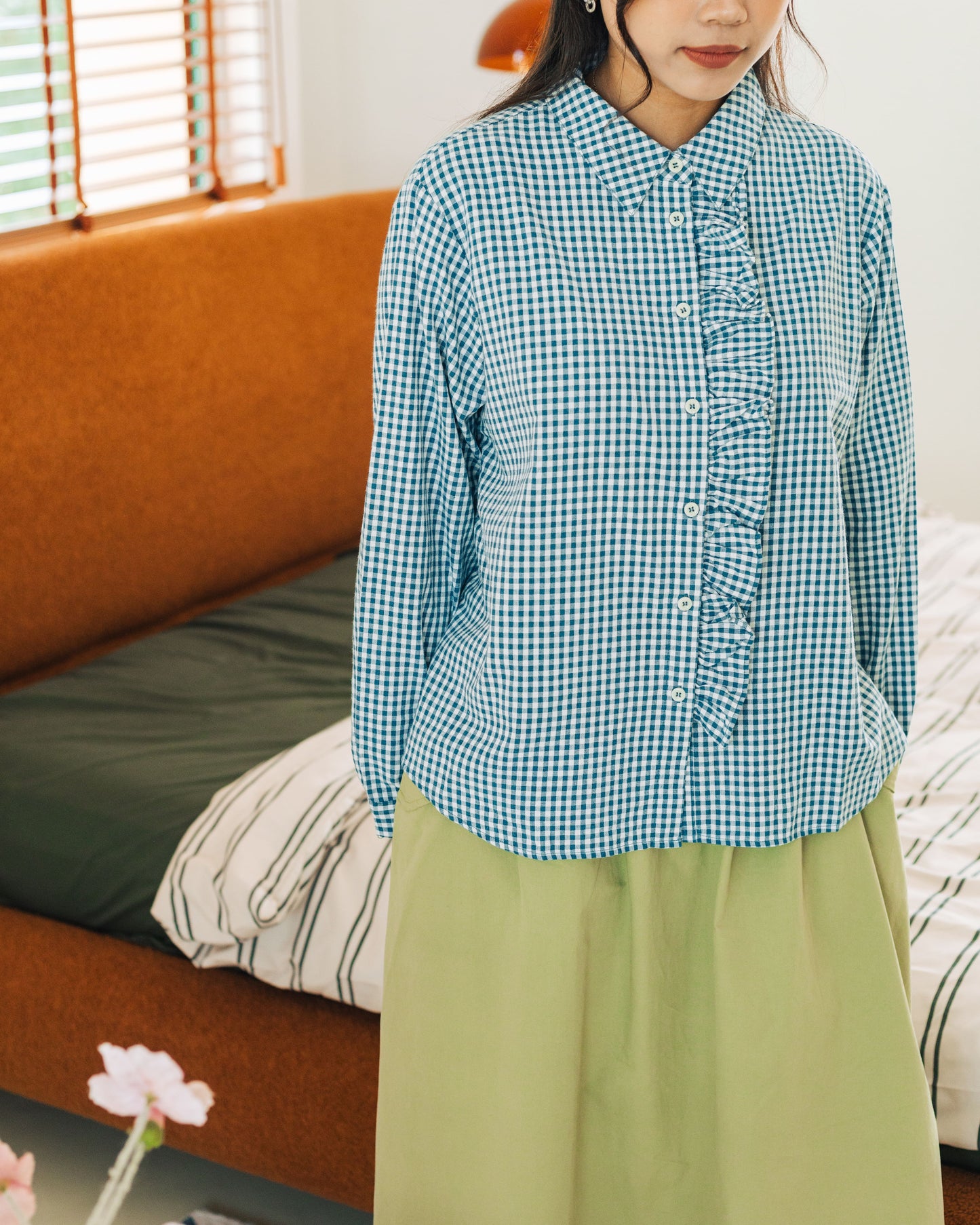 SUL SUL FRENCH PLAID BLOUSE