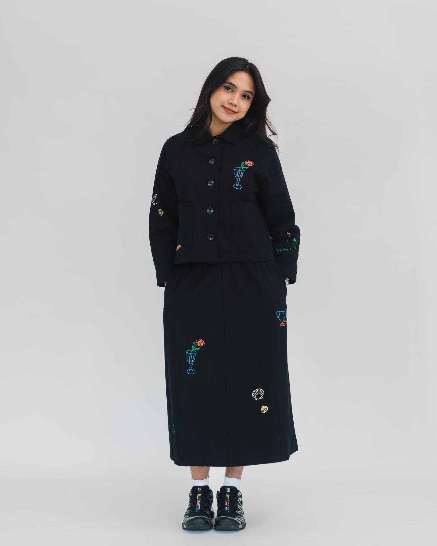 SUL SUL COLORFUL EMBROIDERY BLOUSE + SKIRT