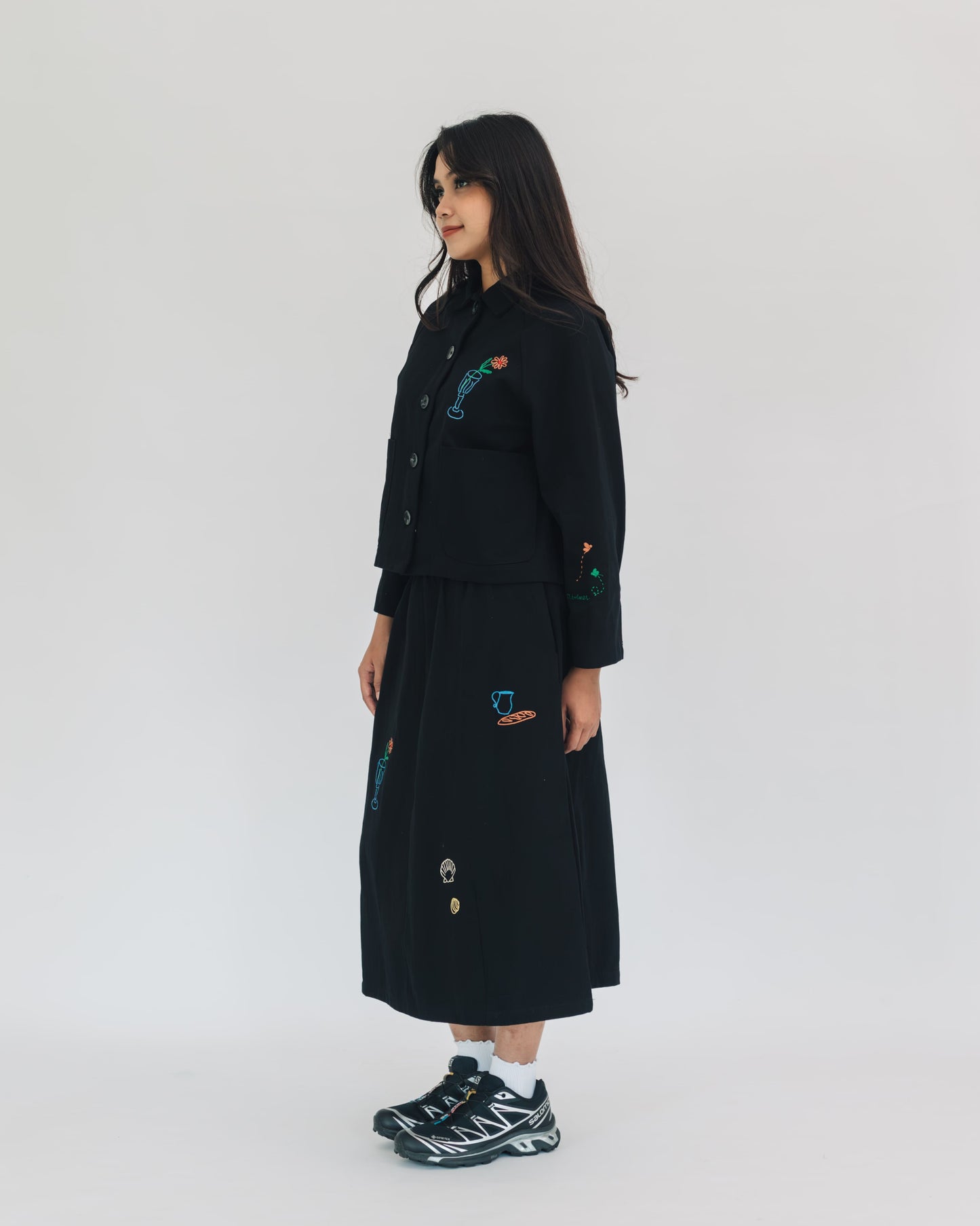 SUL SUL COLORFUL EMBROIDERY BLOUSE + SKIRT