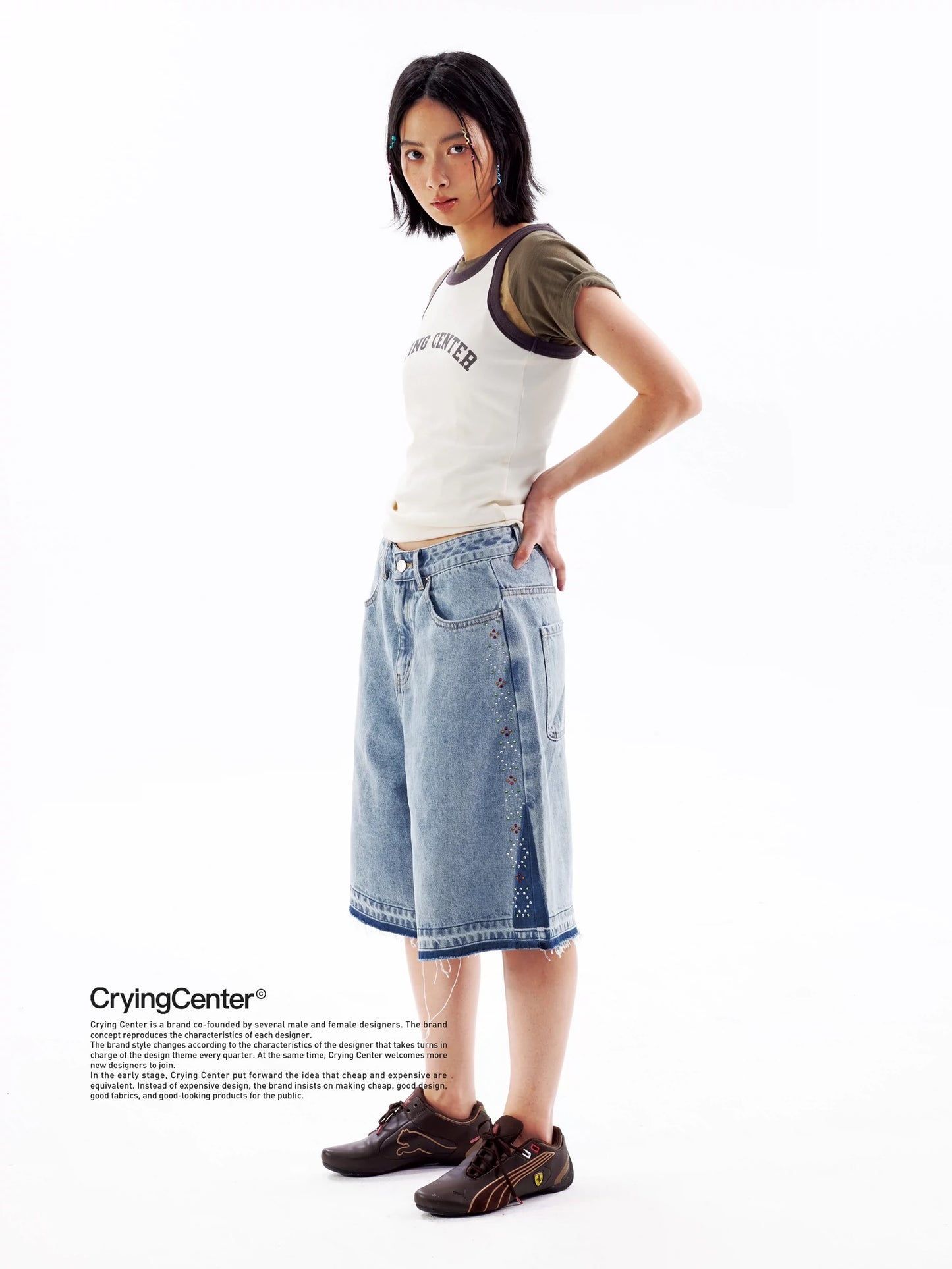 REMAKE A-LINE DENIM SHORTS