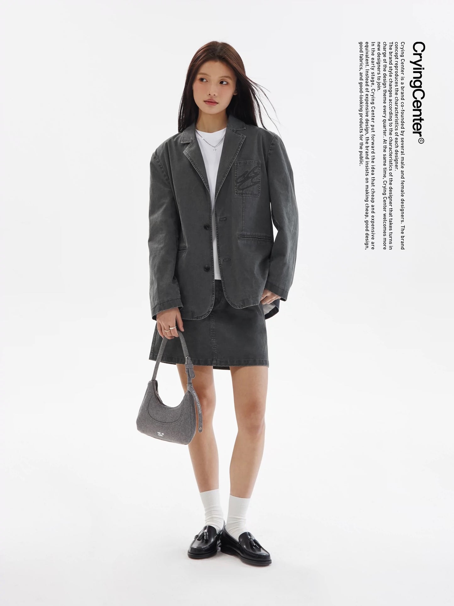 WASHED VINTAGE TWILL COTTON SKIRT