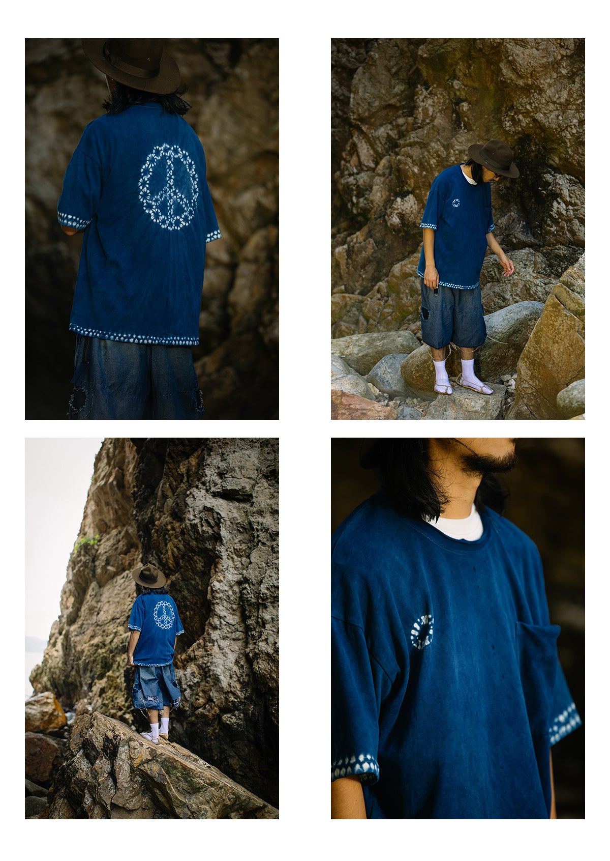 INDIGO TIE-DYED PEACEFUL TEE