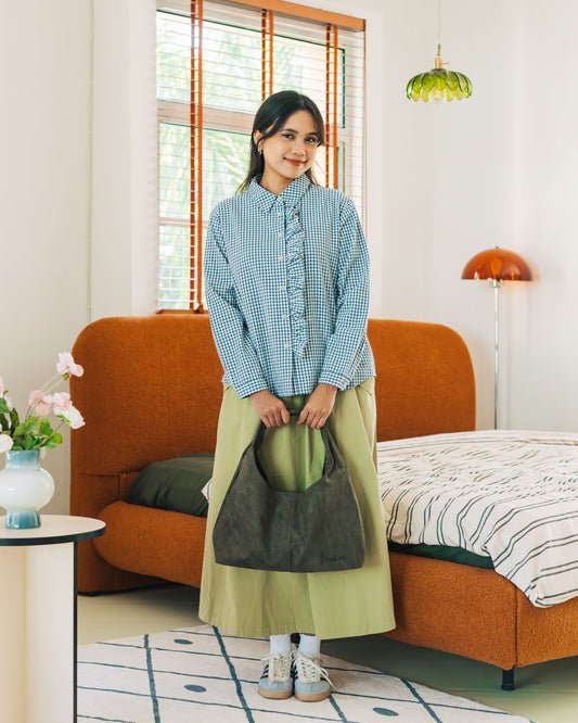 SUL SUL VINTAGE SUEDE TOTE BAG GREEN