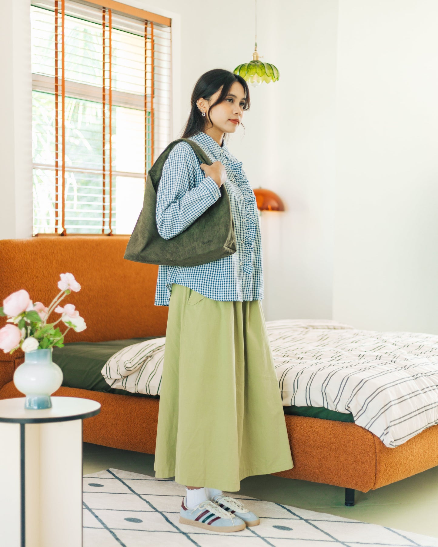 SUL SUL VINTAGE SUEDE TOTE BAG GREEN