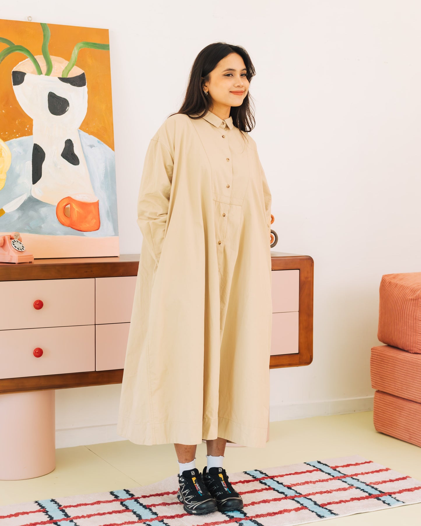 SUL SUL SOLID CASUAL LONG SLEEVE DRESS