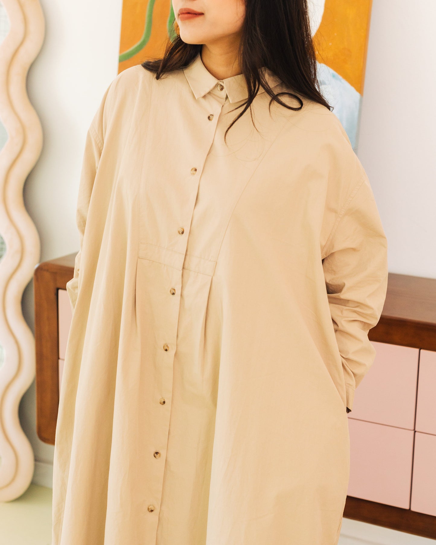 SUL SUL SOLID CASUAL LONG SLEEVE DRESS