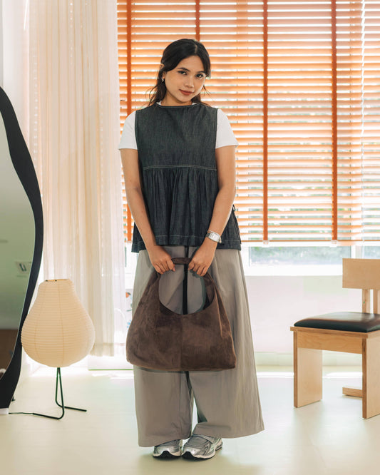 SUL SUL VINTAGE SUEDE TOTE BAG COFFEE