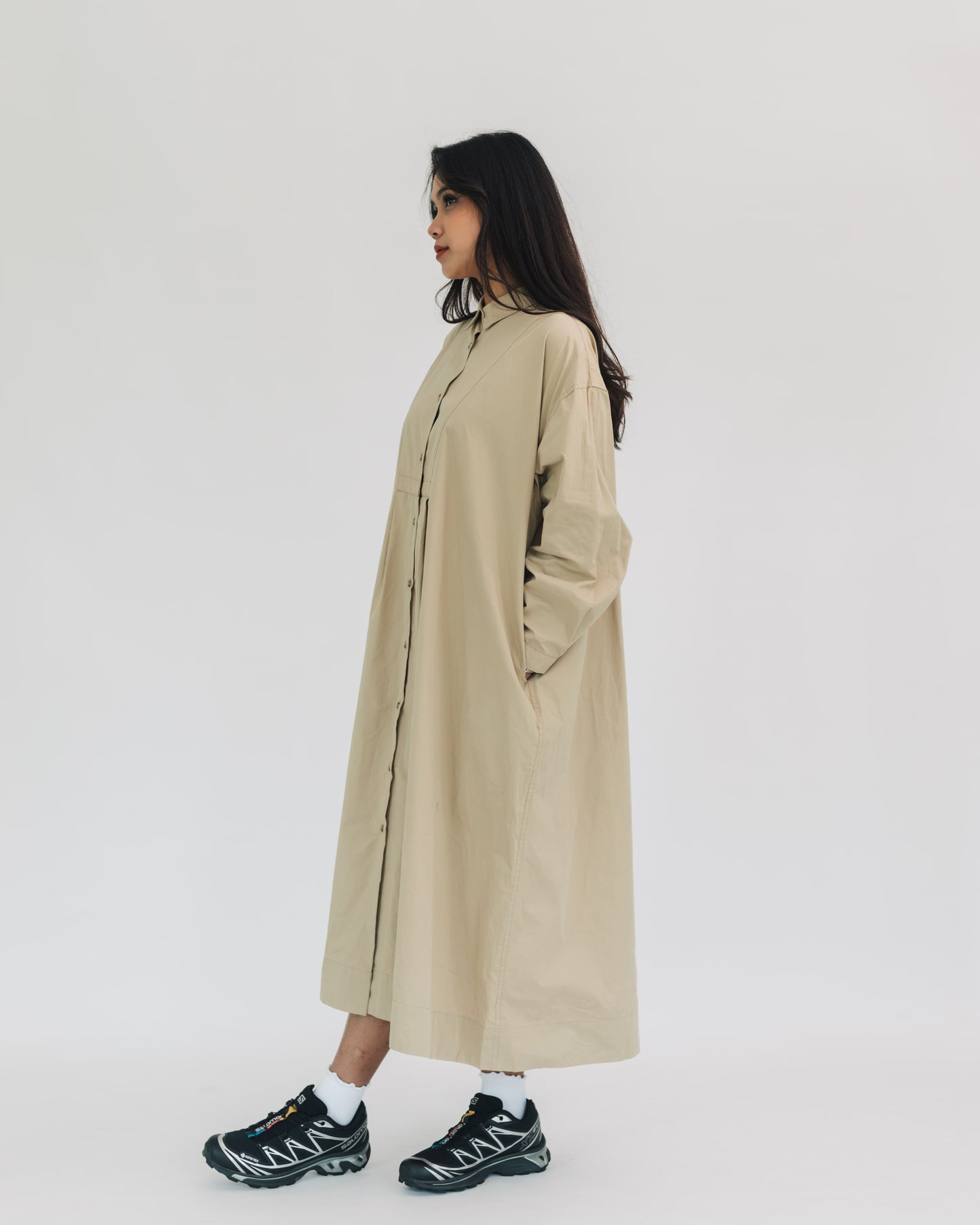 SUL SUL SOLID CASUAL LONG SLEEVE DRESS