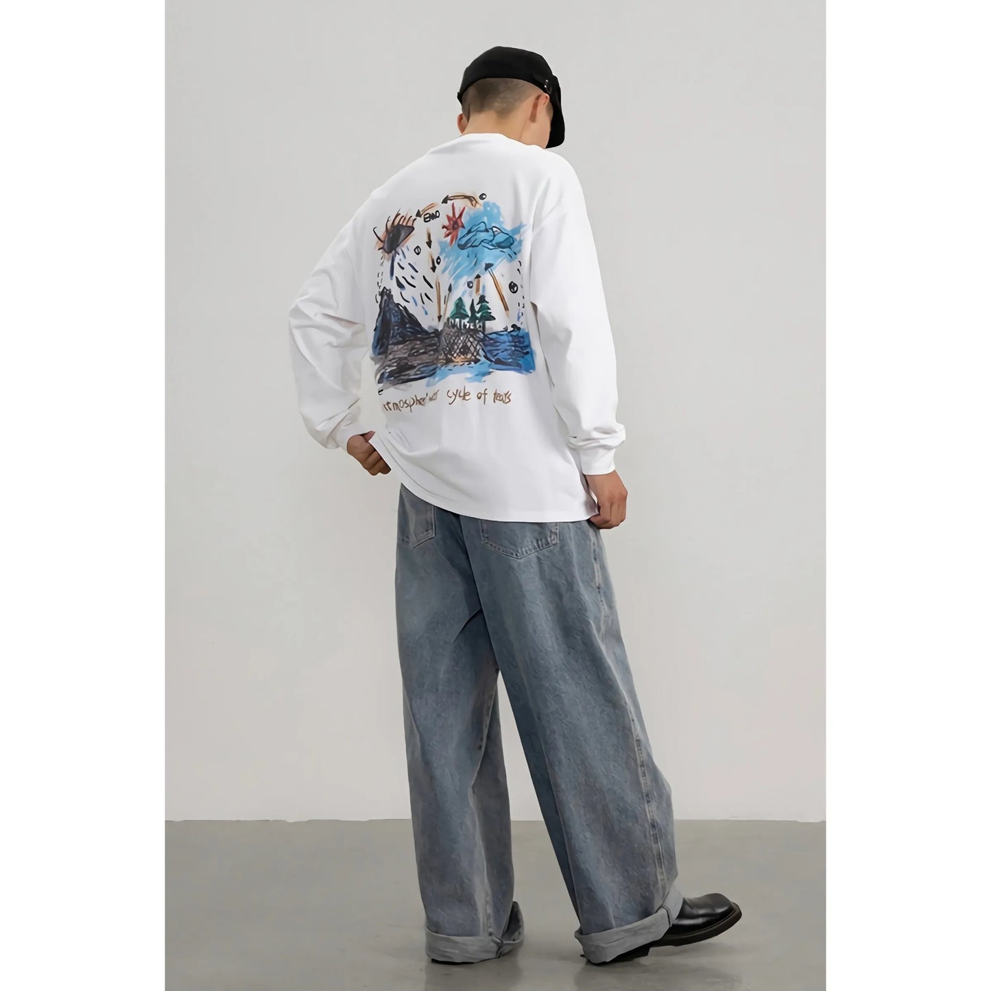 "ATMOSPHERIC WATER CYCLE OF TEARS" GRAPHIC LONG SLEEVE TEE