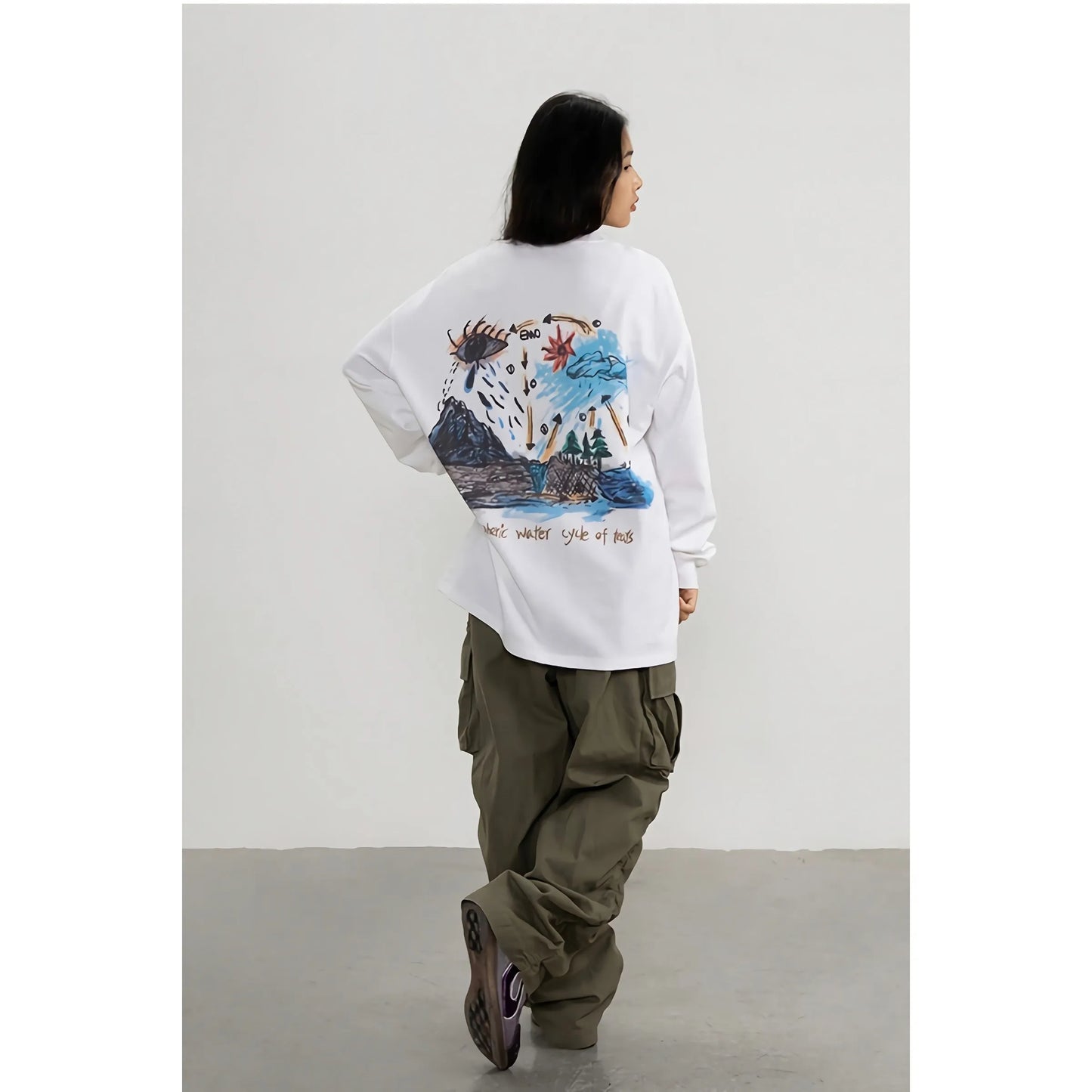 "ATMOSPHERIC WATER CYCLE OF TEARS" GRAPHIC LONG SLEEVE TEE