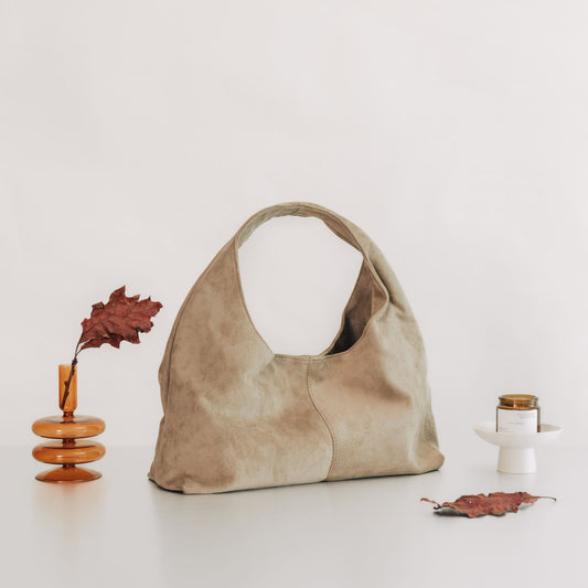 VINTAGE SUEDE TOTE BAG MAPLE LATTE
