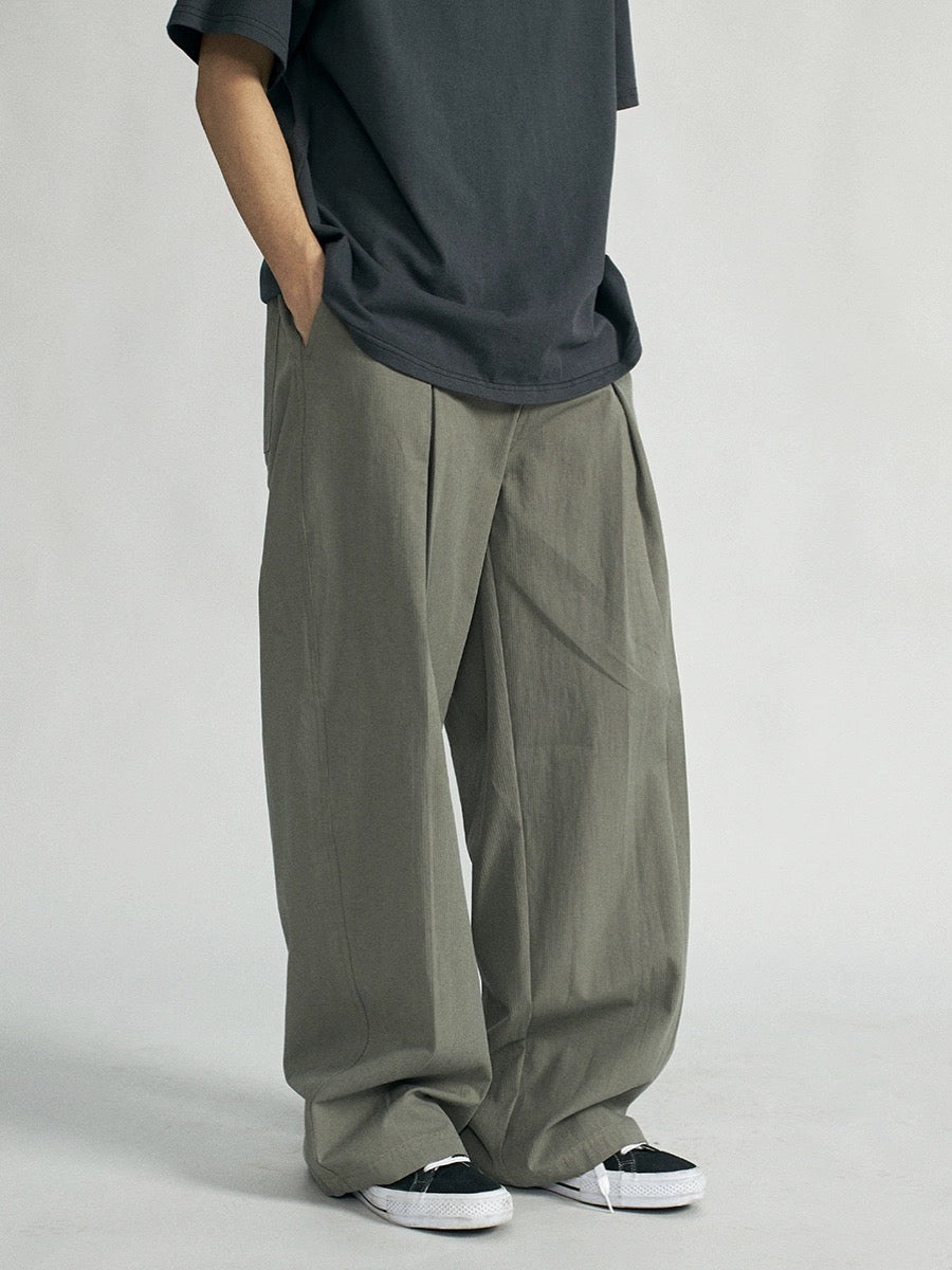 RETRO PLEATED PATTERN LOOSE FIT PANTS