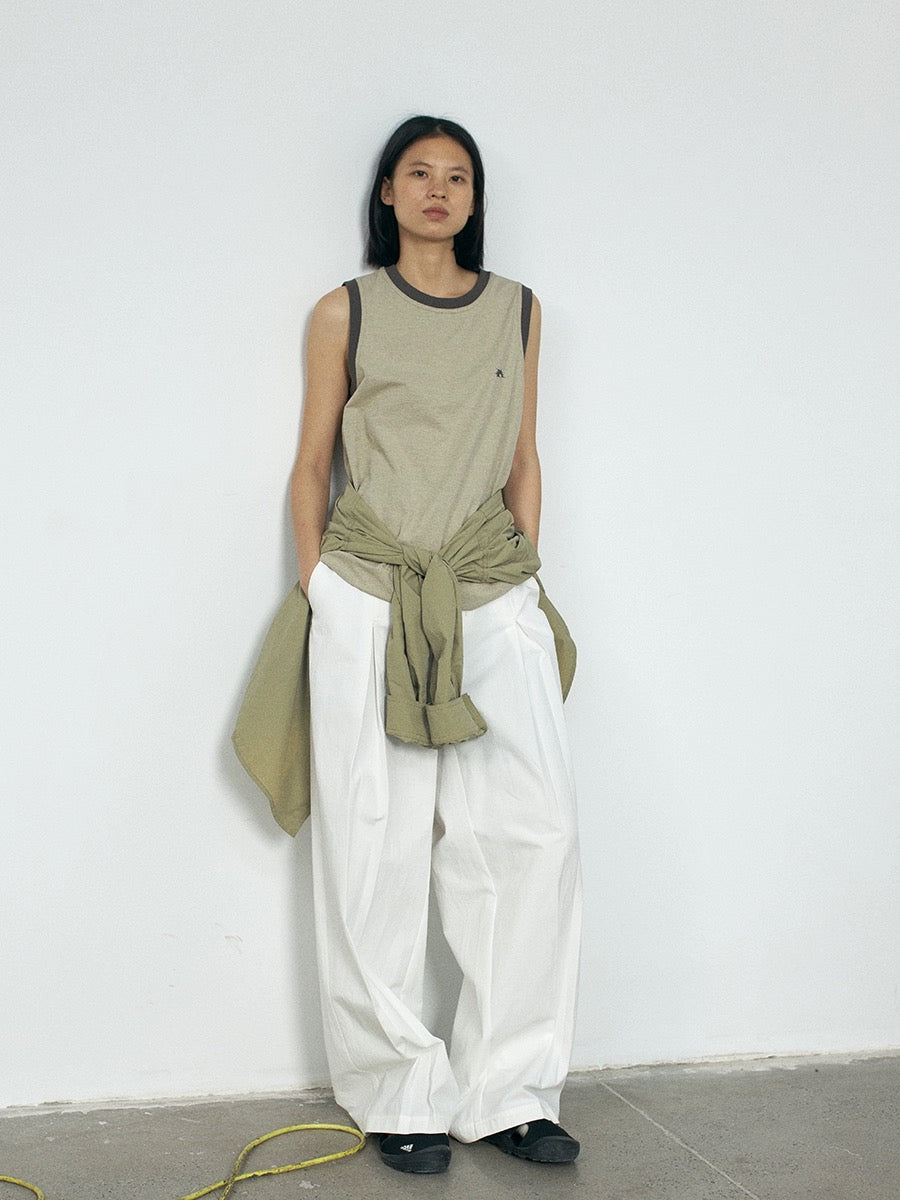 RETRO PLEATED PATTERN LOOSE FIT PANTS