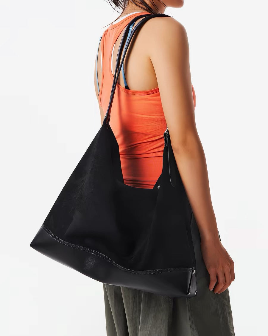 Patchwork Oversized Dual-Strap Bag
