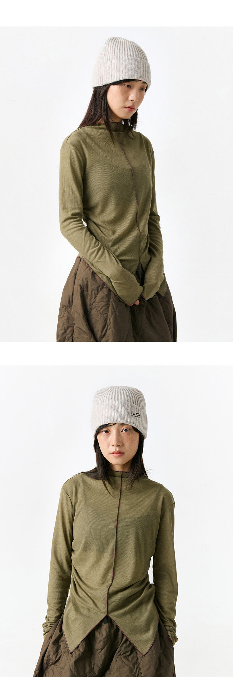 CONTRAST LINING LONG SLEEVE TEE