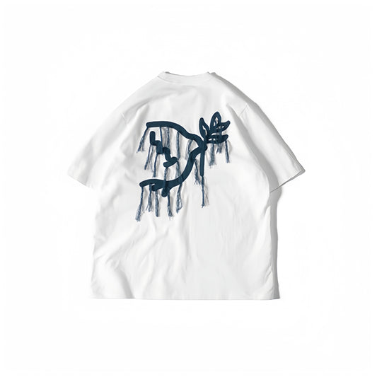 DOVE OF PEACE SYMBOL TASSELS EMBROIDER TEE