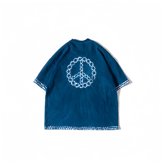 INDIGO TIE-DYED PEACEFUL TEE