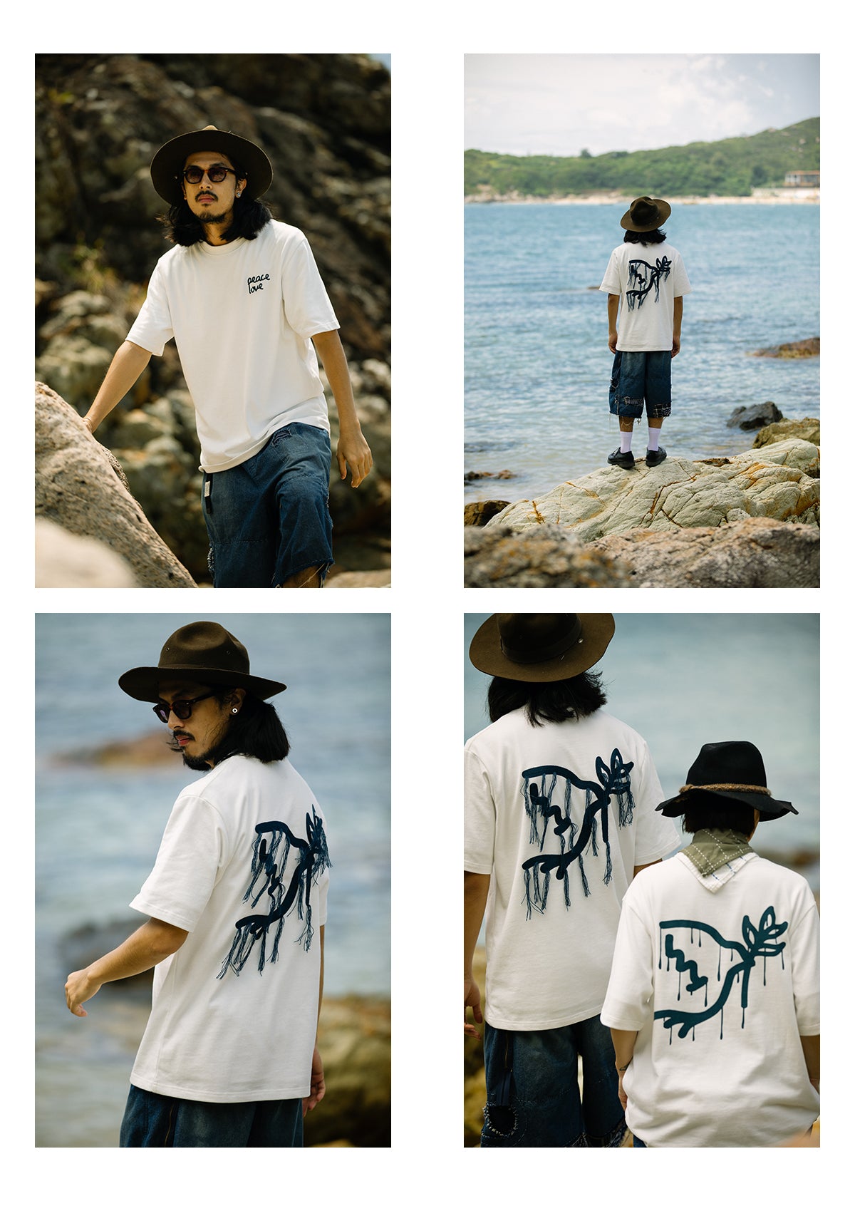 DOVE OF PEACE SYMBOL TASSELS EMBROIDER TEE